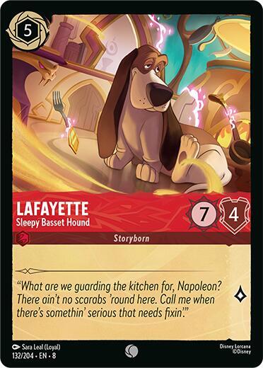 Lafayette - Sleepy Basset Hound (8) #132/204 Common (Near Mint) Reign of Jafar Disney Lorcana: 2025