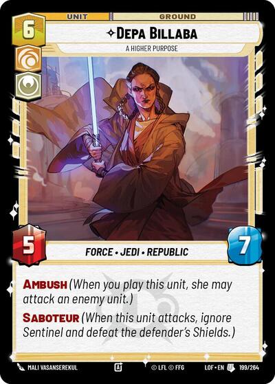 Depa Billaba A Higher Purpose (LOF) #199/264 Uncommon (Near Mint) Legends of the Force Star Wars: Unlimited: 2025