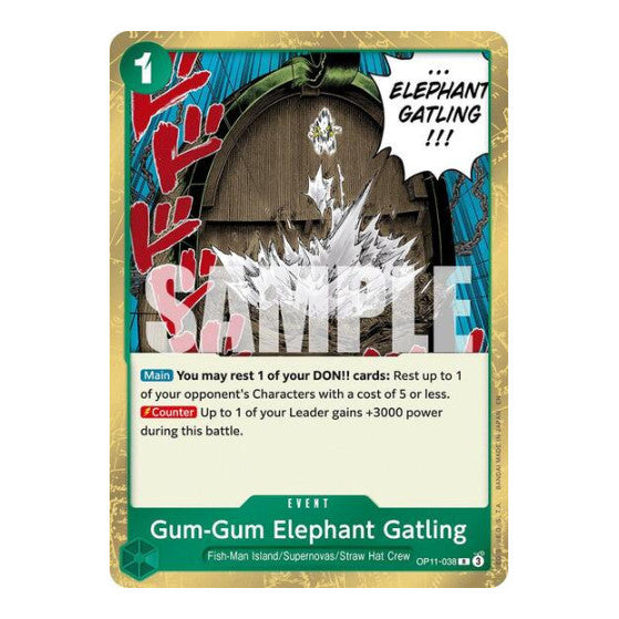 Gum-Gum Elephant Gatling (OP11) #OP11-038 Rare (Foil Lightly Played) A Fist of Divine Speed One Piece Card Game: 2025