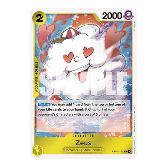 Zeus (OP11) #OP11-106 Rare (Foil Lightly Played) A Fist of Divine Speed One Piece Card Game: 2025