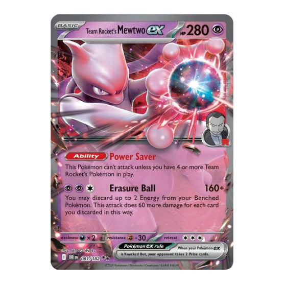 Team Rocket's Mewtwo ex - 081/182 (DRI) #081/182 Double Rare (Holofoil Near Mint) SV10: Destined Rivals Pokemon: 2025