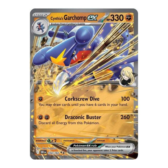 Cynthia's Garchomp ex - 104/182 (DRI) #104/182 Double Rare (Holofoil Near Mint) SV10: Destined Rivals Pokemon: 2025