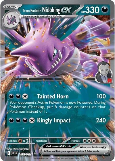 Team Rockets Nidoking ex 119 182 (DRI) #119/182 Double Rare (Holofoil Near Mint) SV10: Destined Rivals Pokemon: 2025