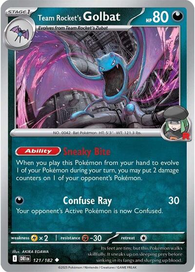 Team Rockets Golbat (DRI) #121/182 Uncommon (Reverse Holofoil Lightly Played) SV10: Destined Rivals Pokemon: 2025