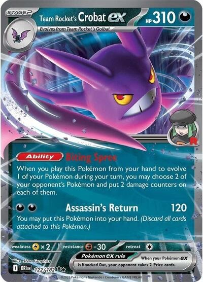 Team Rocket's Crobat ex - 122/182 (DRI) #122/182 Double Rare (Holofoil Near Mint) SV10: Destined Rivals Pokemon: 2025
