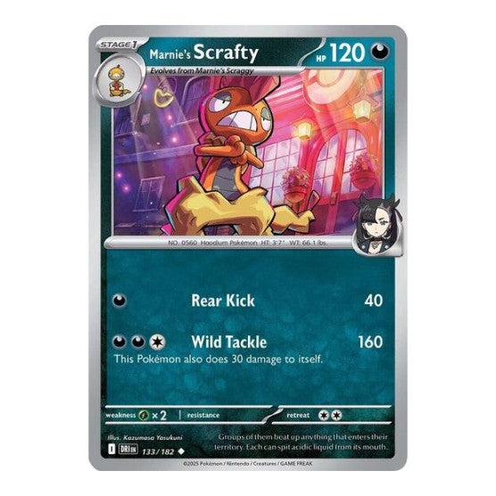 Marnie's Scrafty (DRI) #133/182 Uncommon (Near Mint) SV10: Destined Rivals Pokemon: 2025