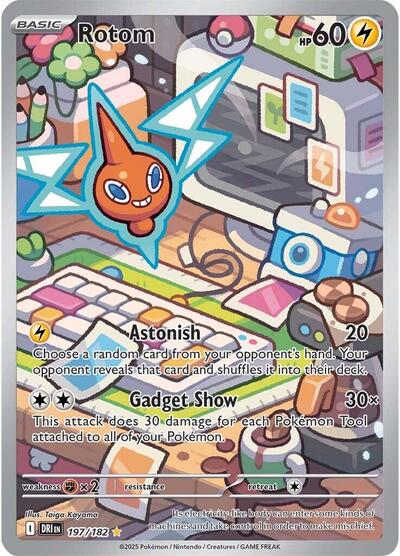 Rotom 197 182 (DRI) #197/182 Illustration Rare (Holofoil Near Mint) SV10: Destined Rivals Pokemon: 2025