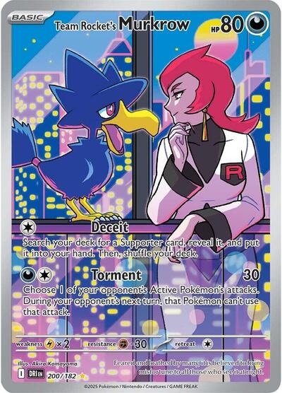 Team Rockets Murkrow 200 182 (DRI) #200/182 Illustration Rare (Holofoil Near Mint) SV10: Destined Rivals Pokemon: 2025