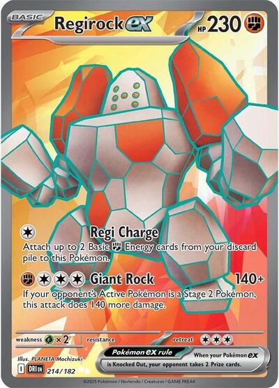 Regirock ex 214 182 (DRI) #214/182 Ultra Rare (Holofoil Near Mint) SV10: Destined Rivals Pokemon: 2025