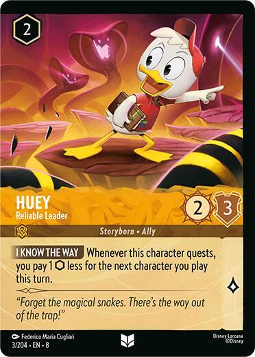 Huey Reliable Leader Foil (8) #3/204 Uncommon (Cold Foil Near Mint) Reign of Jafar Disney Lorcana: 2025