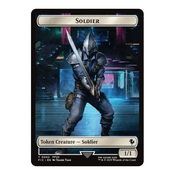 Soldier // Rebel Double-Sided Token (Surge Foil) (FIC) #2 // 7 Token (Foil Near Mint) Commander: FINAL FANTASY Magic: The Gathering: 2025