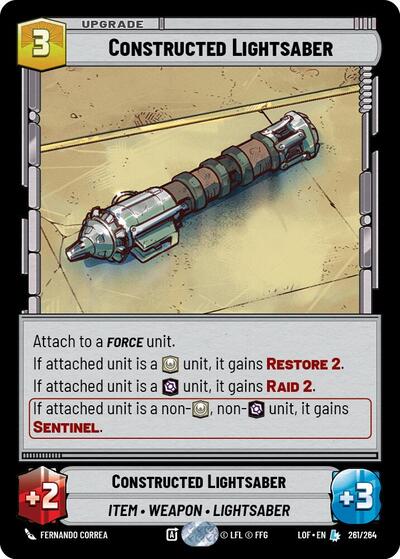 Constructed Lightsaber (LOF) #261/264 Legendary (Lightly Played) Legends of the Force Star Wars: Unlimited: 2025
