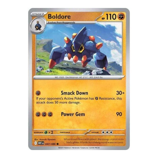Boldore (WHT) #047/086 Common (Reverse Holofoil Near Mint) SV: White Flare Pokemon: 2025