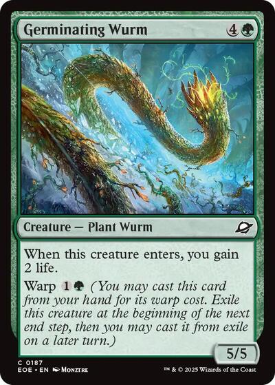 Germinating Wurm (EOE) #187 Common (Lightly Played) Edge of Eternities Magic: The Gathering: 2025
