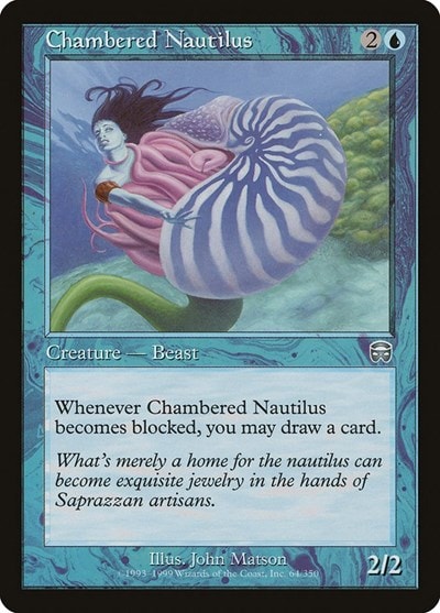 Chambered Nautilus (MMQ) #64 Uncommon (Damaged) Mercadian Masques Magic: The Gathering: 1999