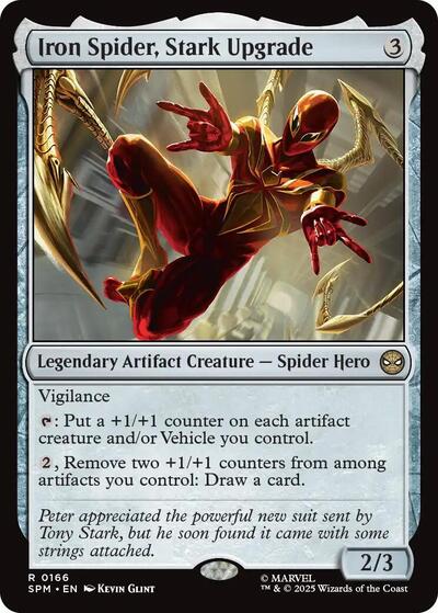 Iron Spider, Stark Upgrade (SPM) #166 Rare (Foil Lightly Played) Marvel's Spider-Man Magic: The Gathering: 2025