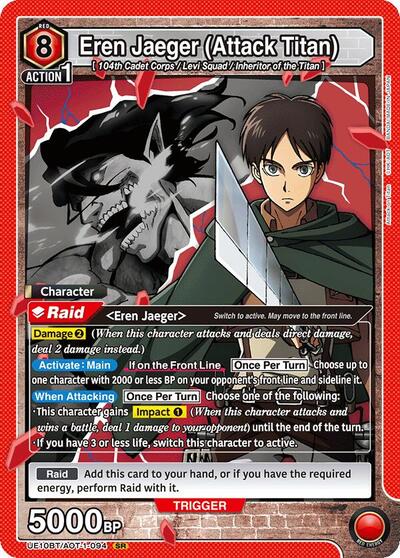 Eren Jaeger Attack Titan 094 (UE10BT) #UE10BT/AOT-1-094 Super Rare (Foil Near Mint) UE10BT: Attack on Titan Union Arena: 2025