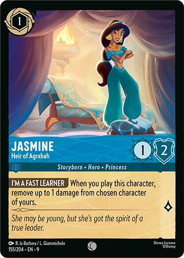 Jasmine - Heir of Agrabah (9) #155/204 Common (Near Mint) Fabled Disney Lorcana: 2025