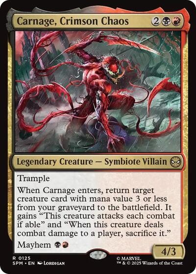 Carnage, Crimson Chaos (SPM) #125 Rare Marvel's Spider-Man Magic: The Gathering: 2025