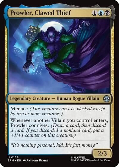 Prowler, Clawed Thief (SPM) #138 Uncommon Marvel's Spider-Man Magic: The Gathering: 2025