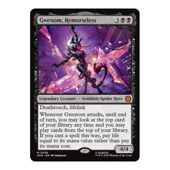 Gwenom, Remorseless (SPM) #56 Mythic Rare (Near Mint) Marvel's Spider-Man Magic: The Gathering: 2025