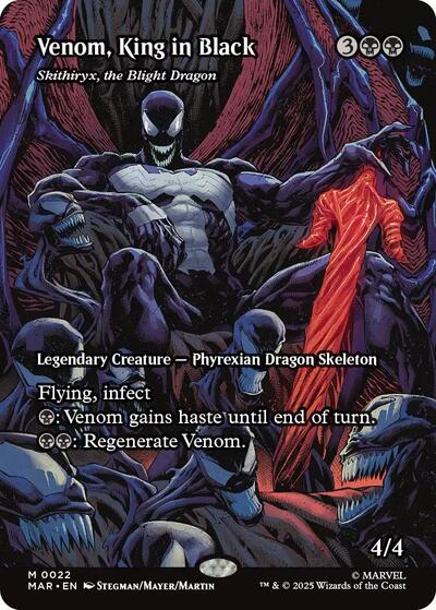 Venom King in Black Skithiryx the Blight Dragon Borderless (MAR) #22 Mythic Rare (Near Mint) Marvel Universe Eternal-Legal Magic: The Gathering: 2025