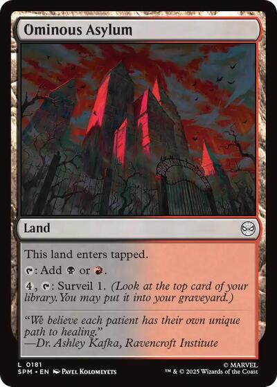 Ominous Asylum (SPM) #181 Land (Lightly Played) Marvel's Spider-Man Magic: The Gathering: 2025