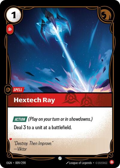 Hextech Ray (OGN) #009/298 Common (Near Mint) Origins Riftbound: League of Legends Trading Card Game: 2025