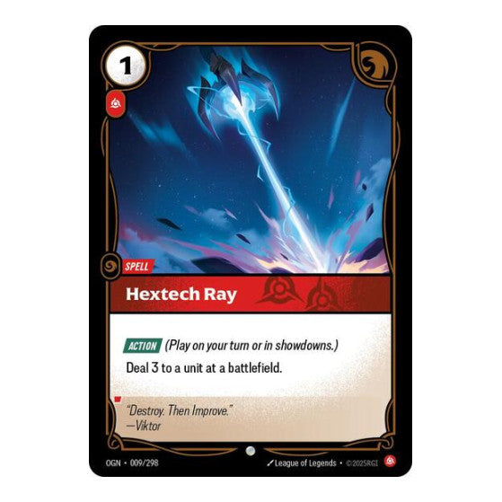 Hextech Ray (OGN) #009/298 Common (Near Mint) Origins Riftbound: League of Legends Trading Card Game: 2025