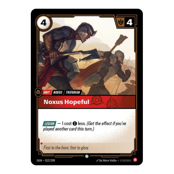 Noxus Hopeful (OGN) #012/298 Common (Near Mint) Origins Riftbound: League of Legends Trading Card Game: 2025