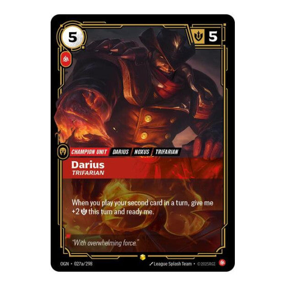 Darius, Trifarian (Alternate Art) (OGN) #027a/298 Showcase (Foil Near Mint) Origins Riftbound: League of Legends Trading Card Game: 2025