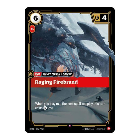 Raging Firebrand (OGN) #031/298 Rare (Foil Near Mint) Origins Riftbound: League of Legends Trading Card Game: 2025