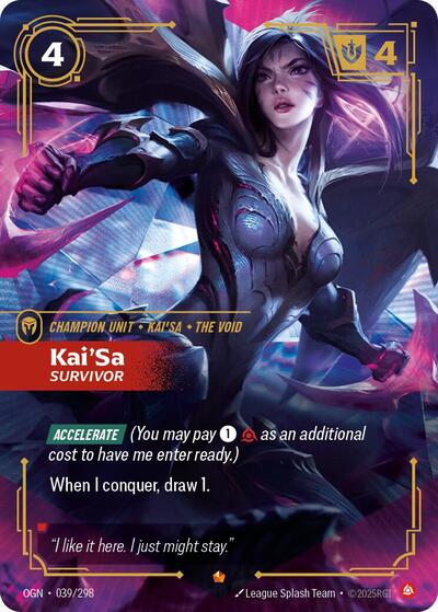 Kai'Sa - Survivor (OGN) #039/298 Epic (Foil Near Mint) Origins Riftbound: League of Legends Trading Card Game: 2025