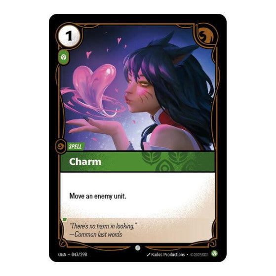 Charm (OGN) #043/298 Common (Near Mint) Origins Riftbound: League of Legends Trading Card Game: 2025