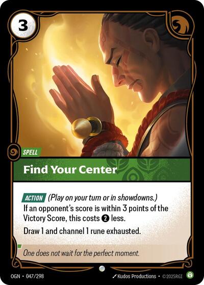 Find Your Center (OGN) #047/298 Common (Near Mint) Origins Riftbound: League of Legends Trading Card Game: 2025