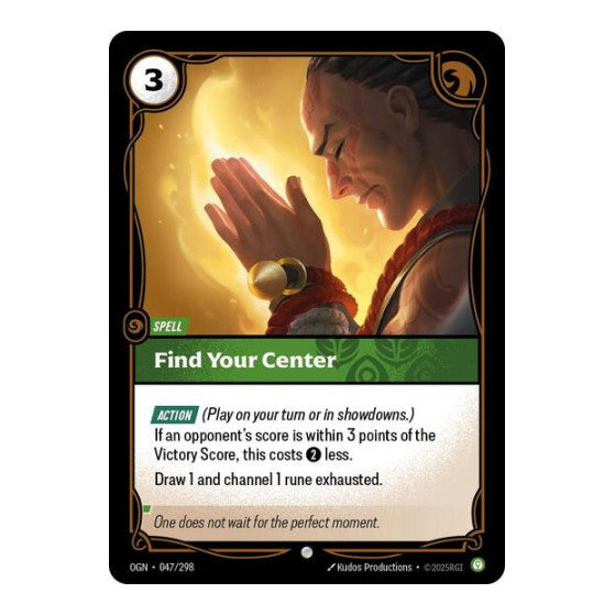 Find Your Center (OGN) #047/298 Common (Near Mint) Origins Riftbound: League of Legends Trading Card Game: 2025