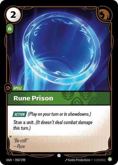 Rune Prison (OGN) #050/298 Common (Near Mint) Origins Riftbound: League of Legends Trading Card Game: 2025