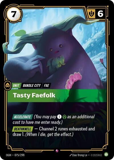 Tasty Faefolk (OGN) #075/298 Rare (Foil Near Mint) Origins Riftbound: League of Legends Trading Card Game: 2025