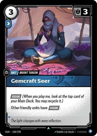 Gemcraft Seer (OGN) #100/298 Uncommon (Near Mint) Origins Riftbound: League of Legends Trading Card Game: 2025