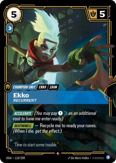 Ekko - Recurrent (OGN) #110/298 Rare (Foil Near Mint) Origins Riftbound: League of Legends Trading Card Game: 2025