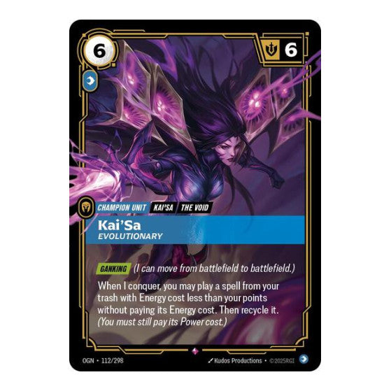 KaiSa Evolutionary (OGN) #112/298 Rare (Foil Near Mint) Origins Riftbound: League of Legends Trading Card Game: 2025