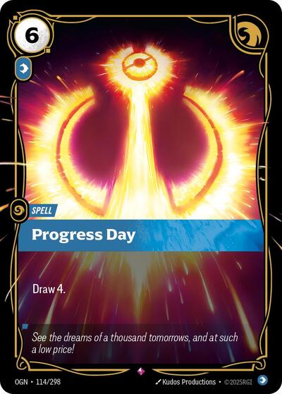 Progress Day (OGN) #114/298 Rare (Foil Near Mint) Origins Riftbound: League of Legends Trading Card Game: 2025