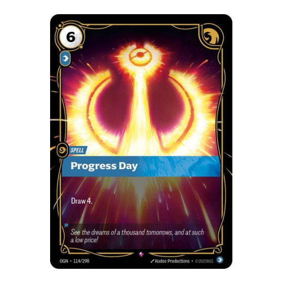 Progress Day (OGN) #114/298 Rare (Foil Near Mint) Origins Riftbound: League of Legends Trading Card Game: 2025