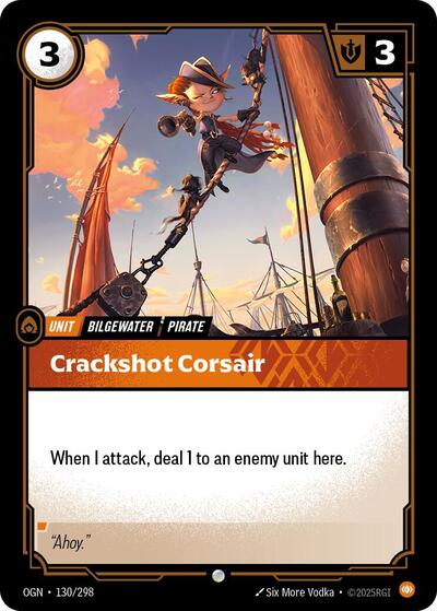 Crackshot Corsair (OGN) #130/298 Common (Near Mint) Origins Riftbound: League of Legends Trading Card Game: 2025