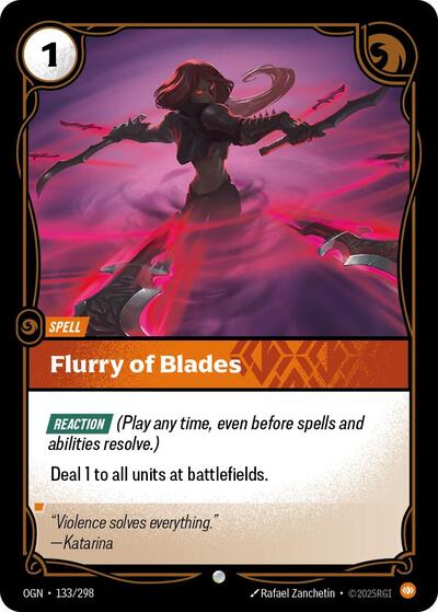 2025 Riftbound League of Legends Trading Card Game: Origins (OGN) - Flurry of Blades (#133/298, Common) (Near Mint)