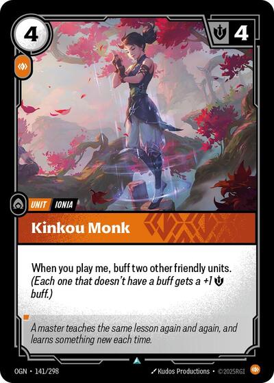 Kinkou Monk (OGN) #141/298 Uncommon (Near Mint) Origins Riftbound: League of Legends Trading Card Game: 2025