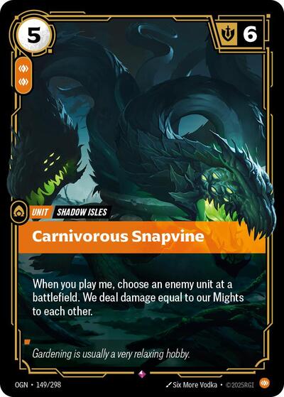 Carnivorous Snapvine (OGN) #149/298 Rare (Foil Near Mint) Origins Riftbound: League of Legends Trading Card Game: 2025