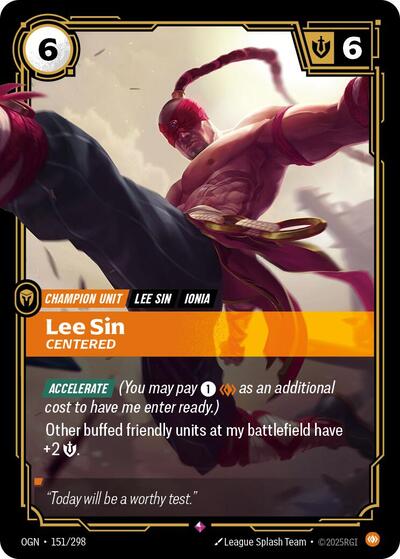 Lee Sin - Centered (OGN) #151/298 Rare (Foil Near Mint) Origins Riftbound: League of Legends Trading Card Game: 2025