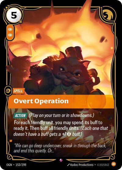 Overt Operation (OGN) #153/298 Rare (Foil Near Mint) Origins Riftbound: League of Legends Trading Card Game: 2025