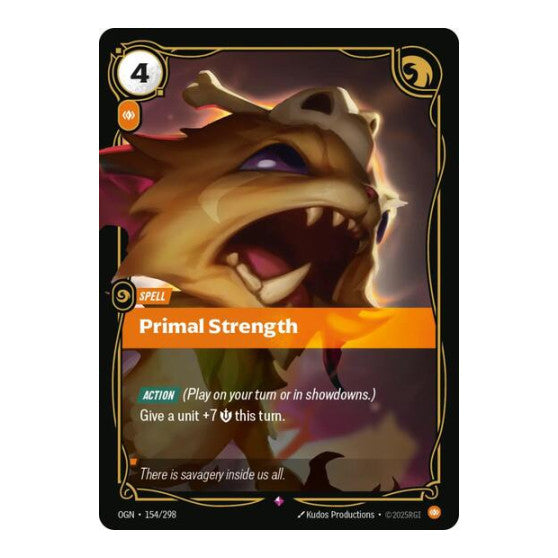 Primal Strength (OGN) #154/298 Rare (Foil Near Mint) Origins Riftbound: League of Legends Trading Card Game: 2025